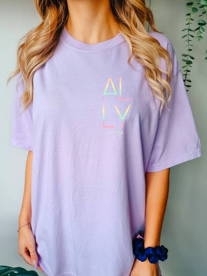 Camiseta holgada ALLY de corte holgado teñida Pride para venta al por mayor de Yoga Bitch Apparel