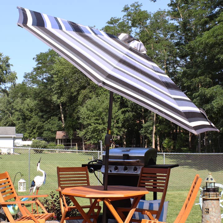 9 ft Solar Patio Umbrella with Tilt and Crank - Catalina for wholesale by Sunnydaze Decor