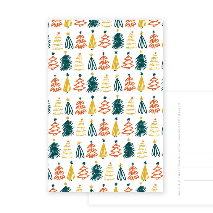 Set de 10 cartes postales - Sapins de Noël colorés - Vacances pour la vente par Instead of Ashes