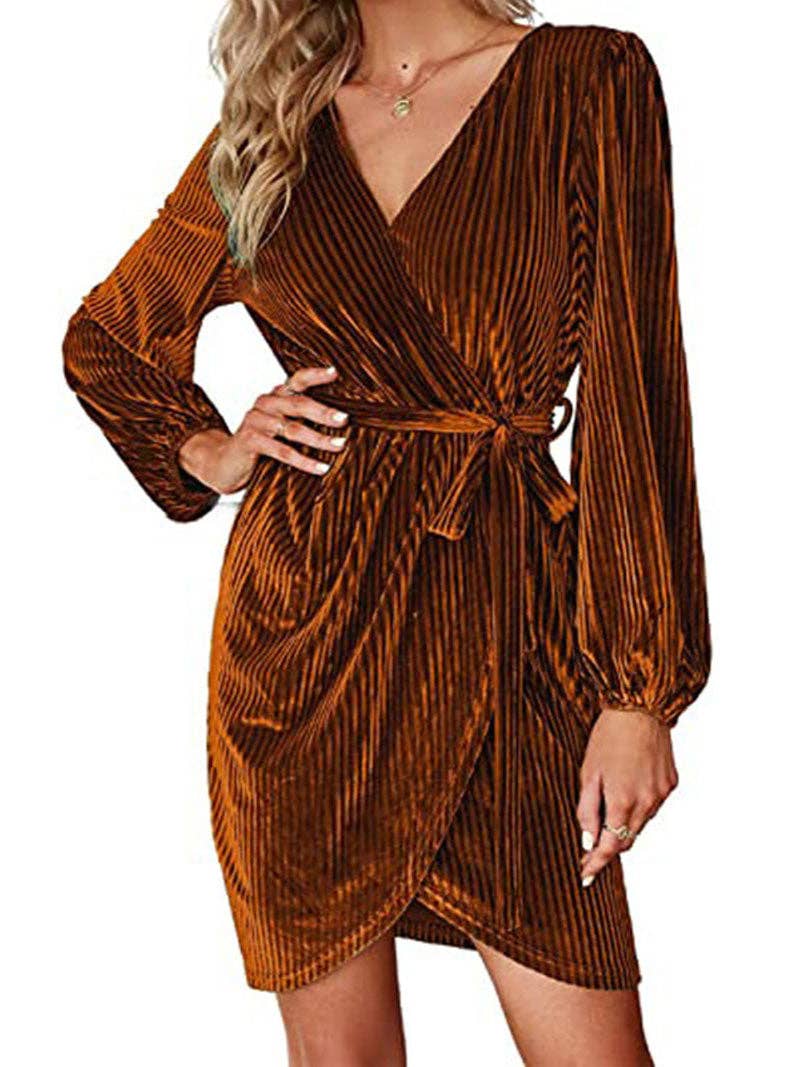 safistyle - Wholesale Dress - Women's - Ruched Wrap Mini Dress0