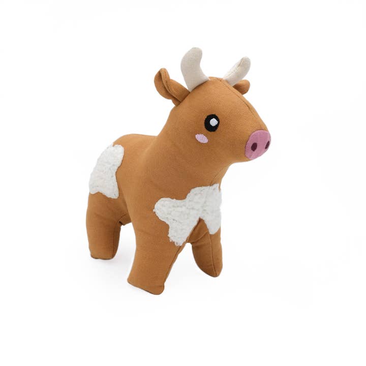 ZippyPaws - Wholesale Pet Plush Toy - Dog - ecoZippy Cotton Cuddler - Cow - Dog Toy1