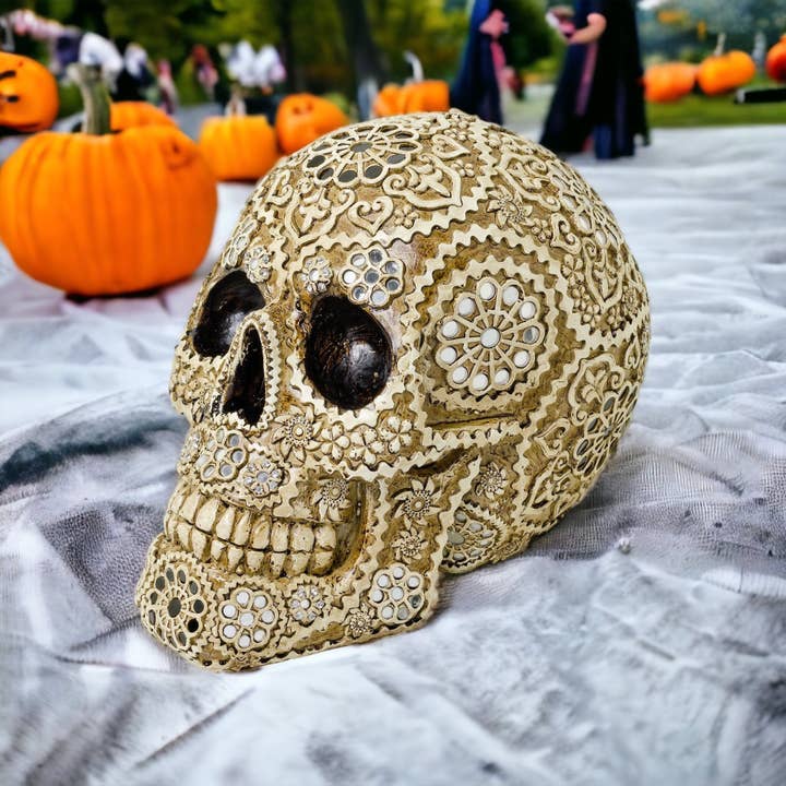 Febland - Wholesale Sculpture - Striking Jewelled Gothic Skull Sculpture Home Decor3