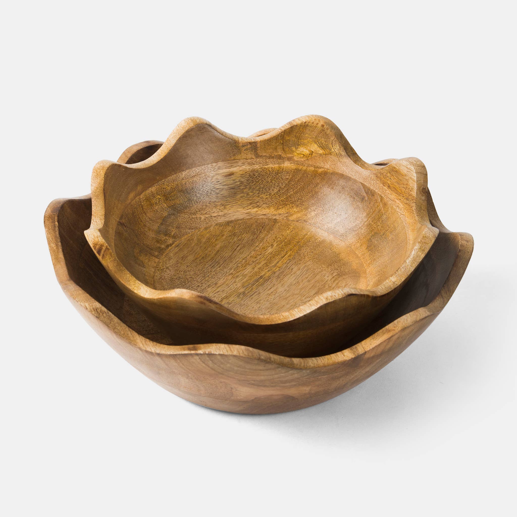 Mela Artisans - Wholesale Serve Bowl - Scalloped Wooden Bowls13