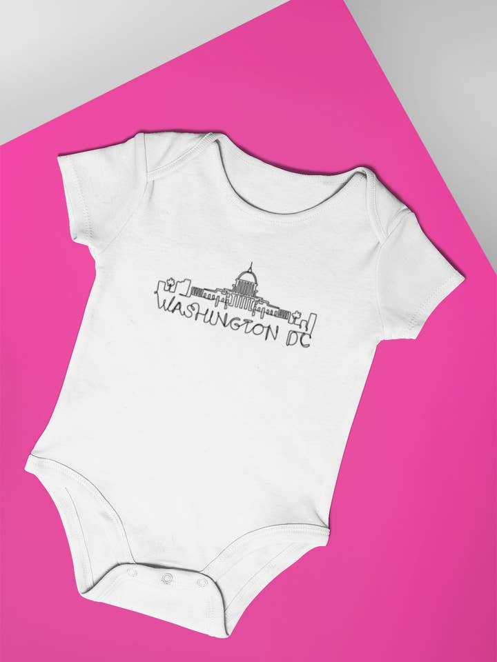 DC Line Drawn Monuments Baby Onesie for wholesale by The Card Bureau