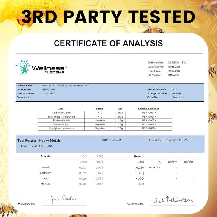 Health & Wellness Associates Inc. - Wholesale Protein/Superfood Powder - Organic Bee Pollen 5g Per Serving – 90 Servings – 1 Lbs.3