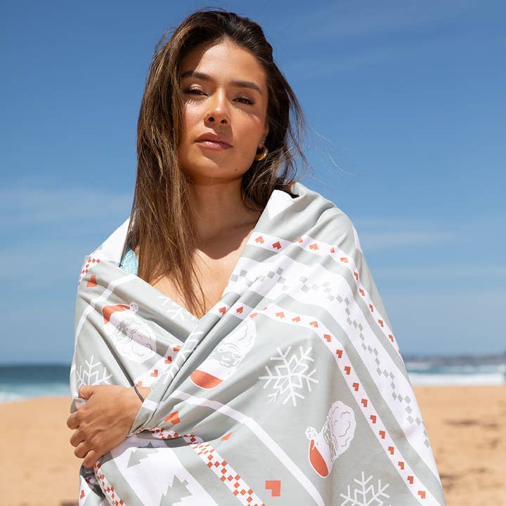 LESIMO - Vente Serviette de plage - Serviette de plage Sand Free - Joyeux Noël1