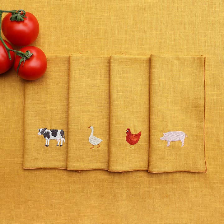 Pure linen napkin FARM for wholesale by Giardino Segreto
