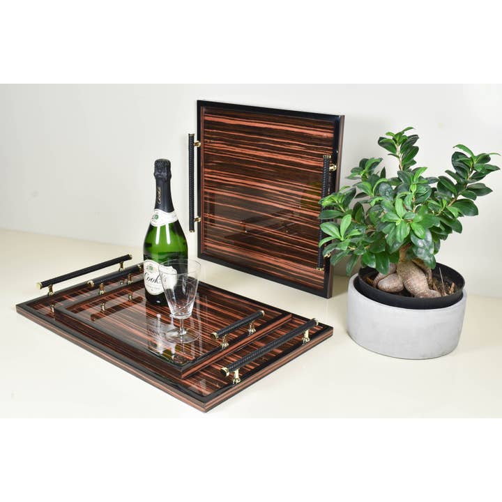 Rosewood - Vassoio con Manico Quadrato da 16" - L-48HDRW per la vendita all'ingrosso da parte di Pacific Connections