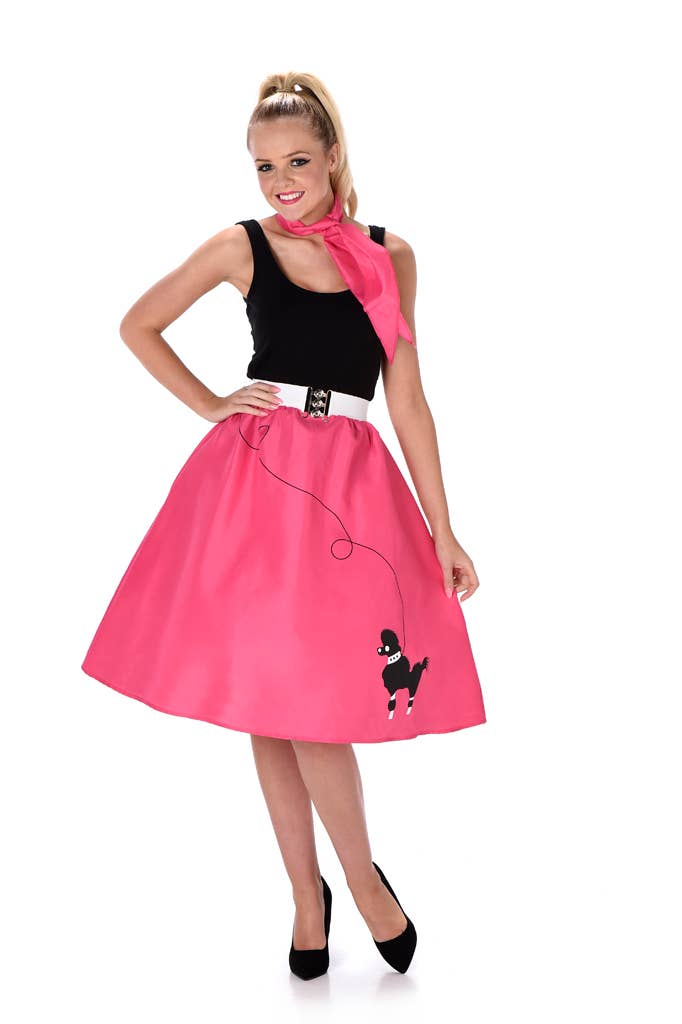 Partychimp - Wholesale Costume - Women's - Dark Pink Poodle Skirt & Necktie - Party Costume