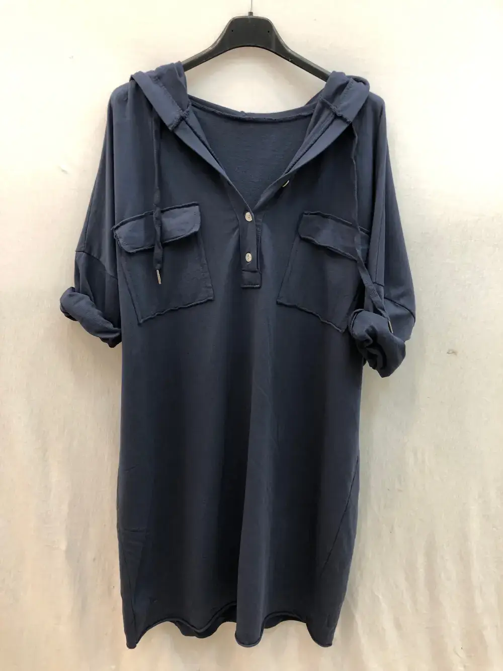 Mimi & Gogo - Wholesale Dress - Women's - Hooded sweatshirt dress with pockets @8587_RSweatsPoche9