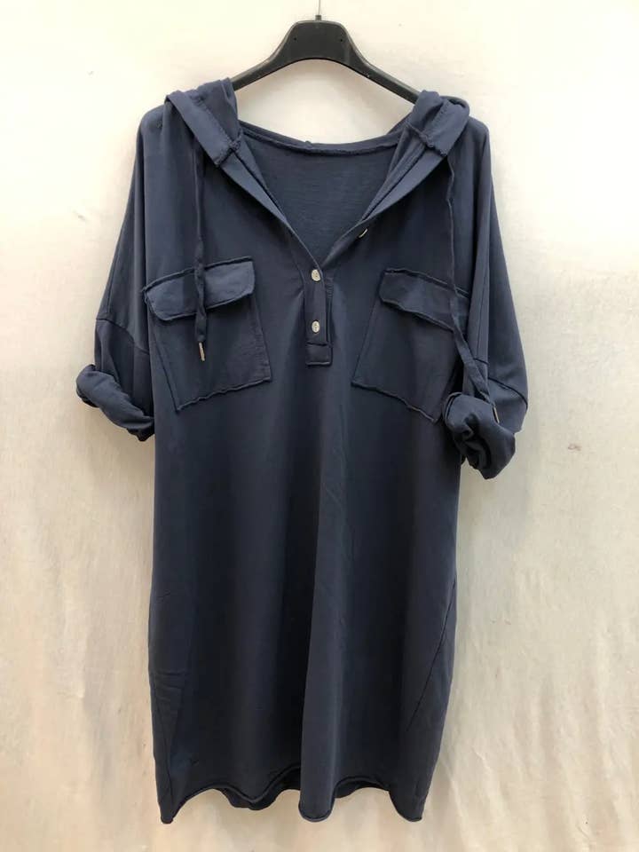 Mimi & Gogo - Vendita all'ingrosso Vestito - Donna - Abito felpa con cappuccio e tasche @8587_RSweatsPoche9