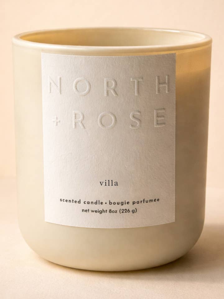 Villa - 8oz Scented 100% Soy Wax Candle with Wood Wick for wholesale by North + Rose