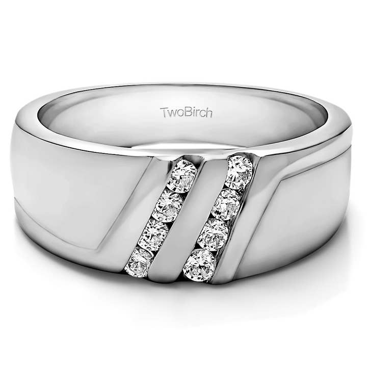 0,5 Ct. Bracelet à canaux torsadés à double rangée pour homme en argent 925 pour la vente par TwoBirch