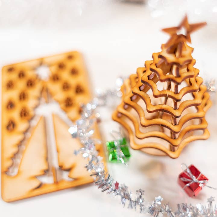 Christmas Tree Kit. Miniature Wooden desktop tree. 3D puzzle for the home or office. for wholesale by One Man One Garage