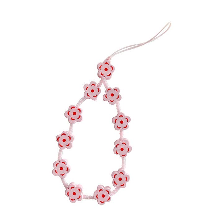 Pink Flower Wristlet Phone Strap for wholesale by Gold Trip