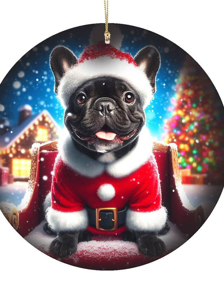 French Bulldog Black -Christmas Porcelain Ornament for wholesale by Best of Breed Products