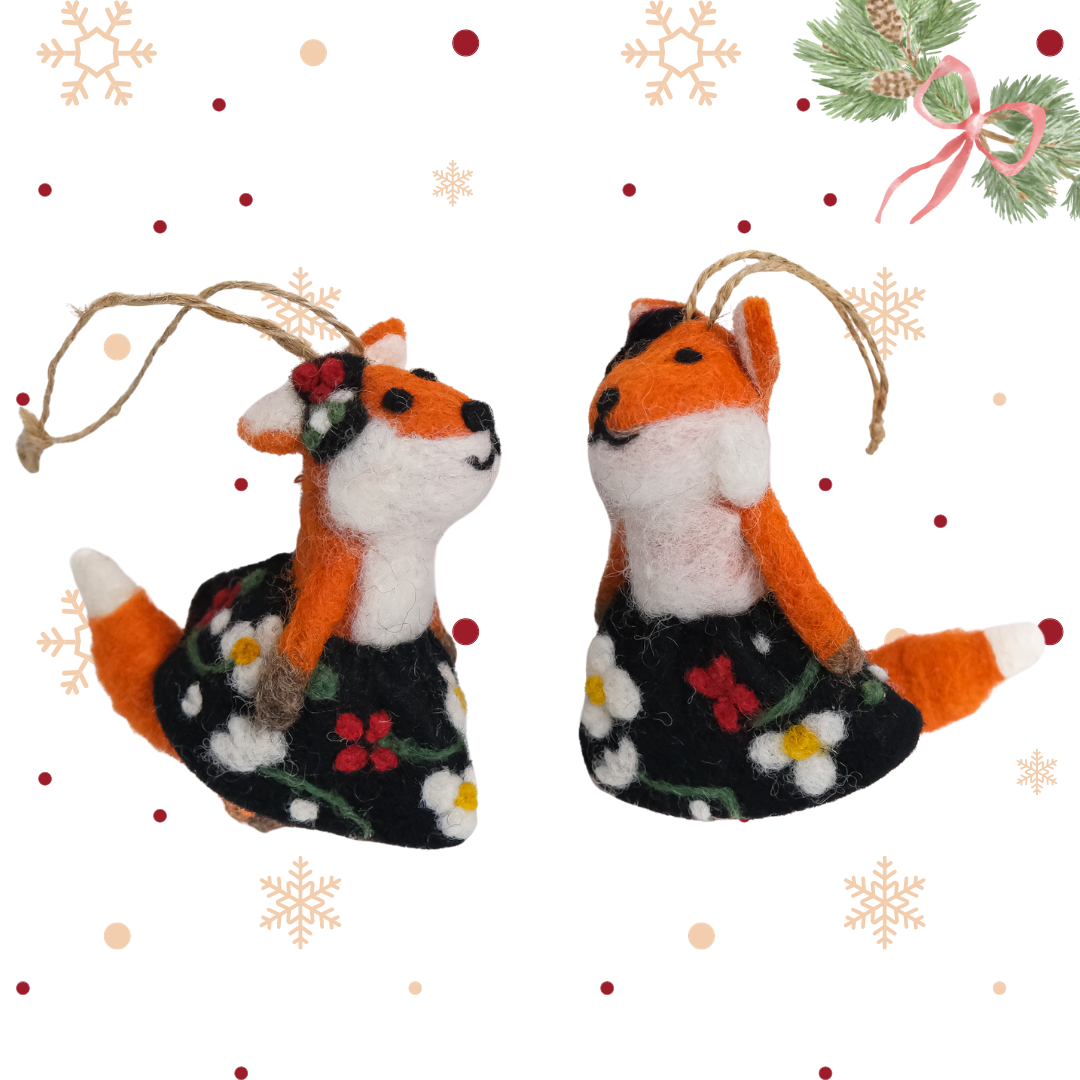 Karma Nepal Crafts – wholesale Ornament – Needle Felted Fox Christmas  Ornaments 10