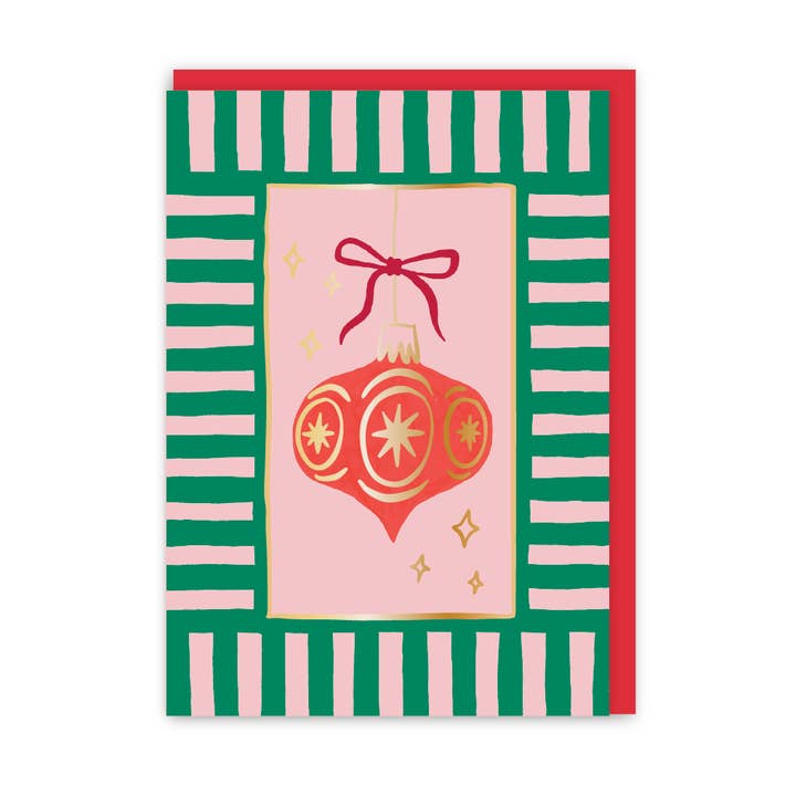 Christmas Treats Bauble Christmas Card | Luxury Gold Foil for wholesale by In Real Life