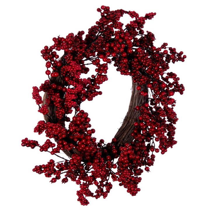 Vickerman 24" Red Outdoor Berry Wreath for wholesale on Faire