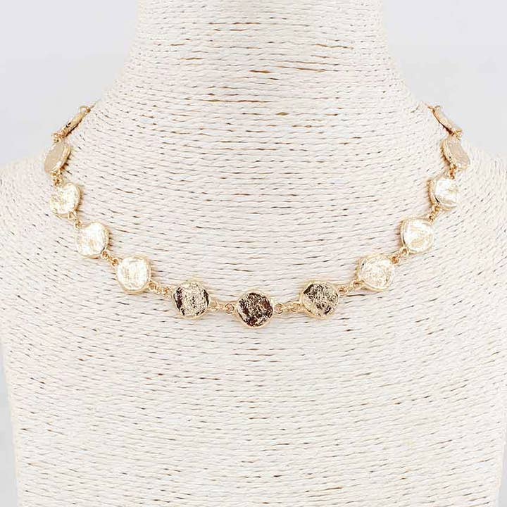 Guld Hamret Cirkel 16"-18" Halskæde for engroshandel hos What's Hot