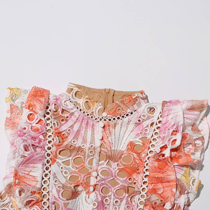 Productseeker – Vestido - Mulher por atacado – Vestido midi elegante sem mangas em renda bordada com flores7