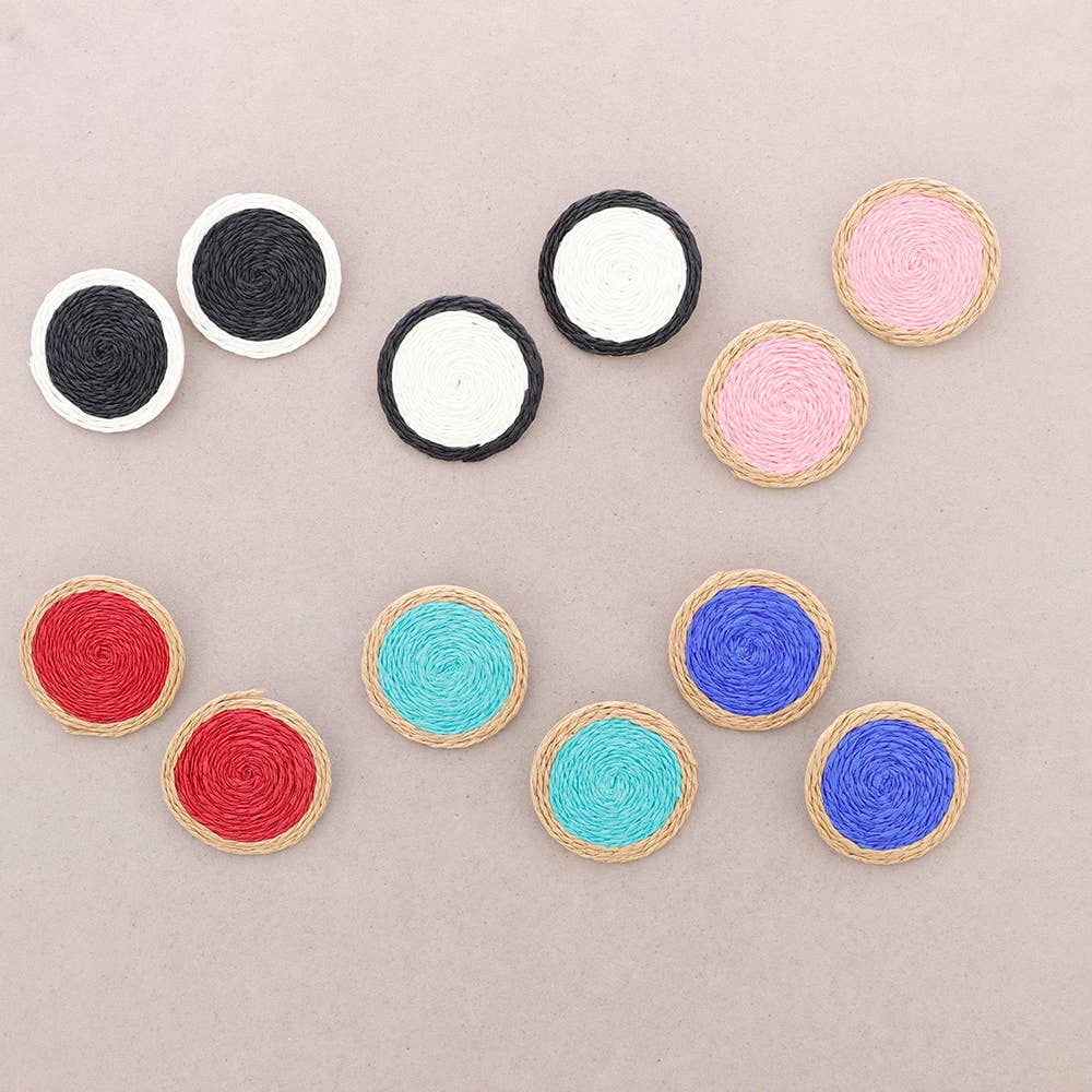 Sonata - Wholesale Stud/Post Earrings - Raffia Medal Pressure Earrings1