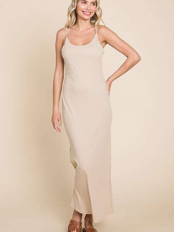 CRD1615 - SOLID SPAGHETTI STRAP MAXI SLIP DRESS for wholesale by Culture Code