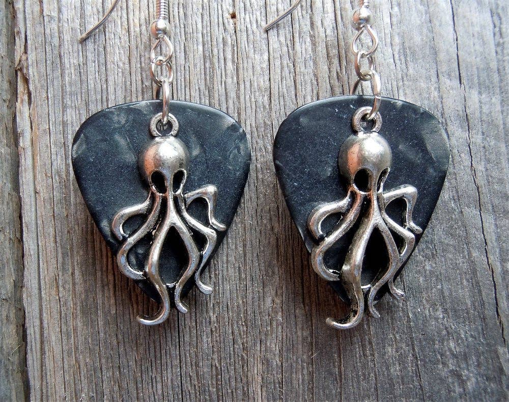 Simply Raevyn - Wholesale Dangle Earrings - Octopus Charm Guitar Pick Earrings2