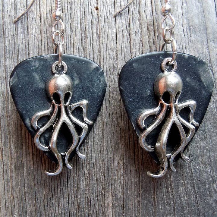 Simply Raevyn - Wholesale Dangle Earrings - Octopus Charm Guitar Pick Earrings2