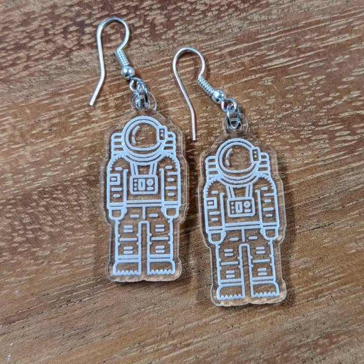 "Major Tom" Acrylic astronaut Dangle drop Earring for wholesale by Catchpenny