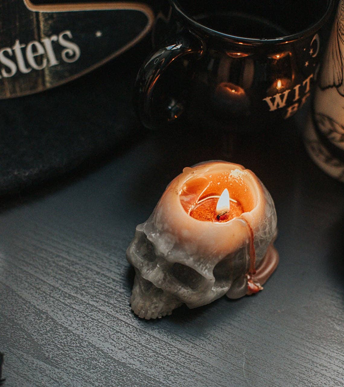 Costurero Real - Vendita all'ingrosso Candele regalo - Decorazione per Halloween, candela, teschio, strega sanguinante, samhain gotico6