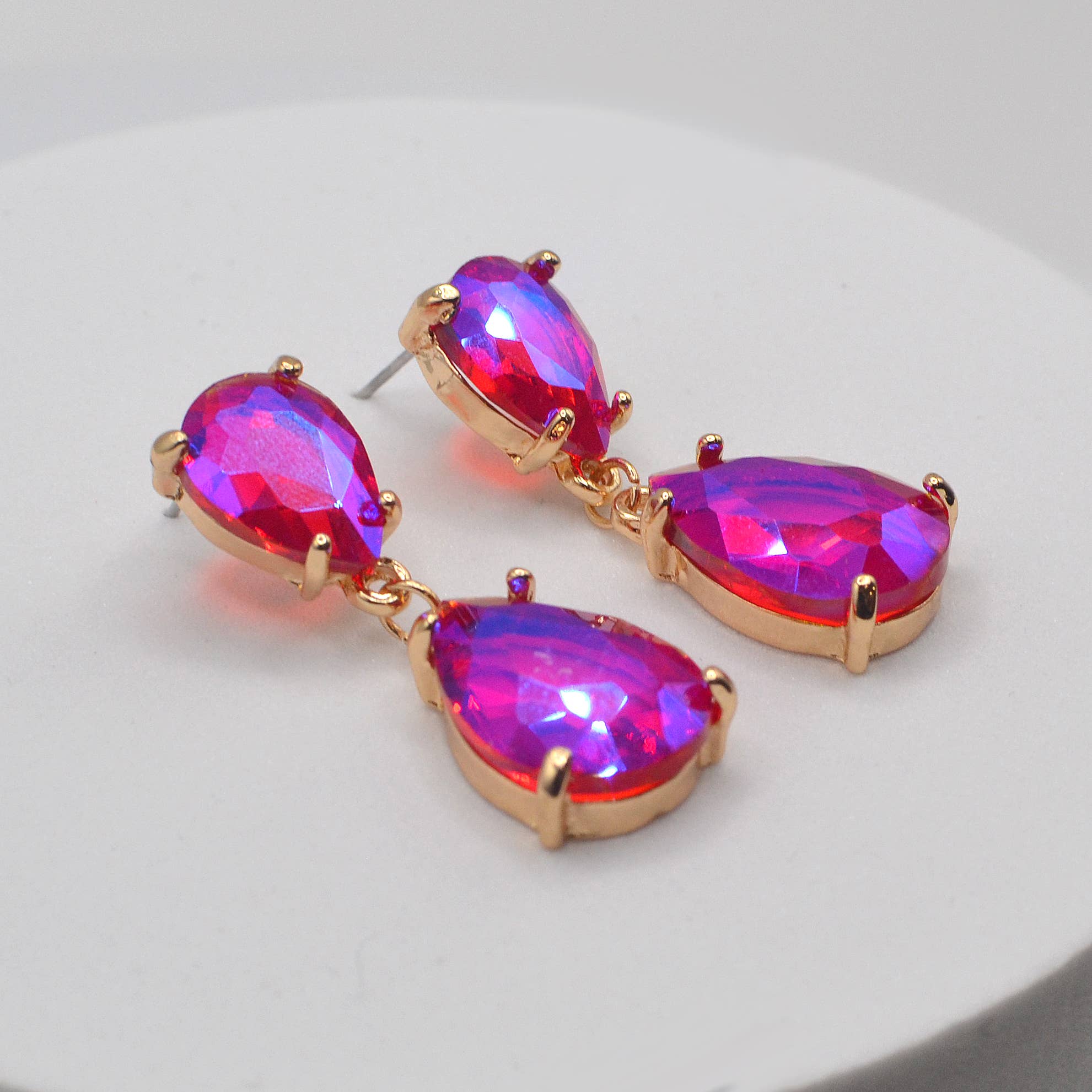 StarryNYC - Wholesale Dangle Earrings - Teardrop Glass Stone Dangle Crystal Bridal Earrings19