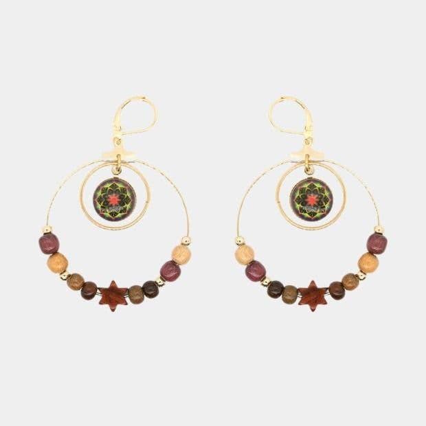 Marie gouden oorbellen van verguld hout voor wholesale door Essenciel