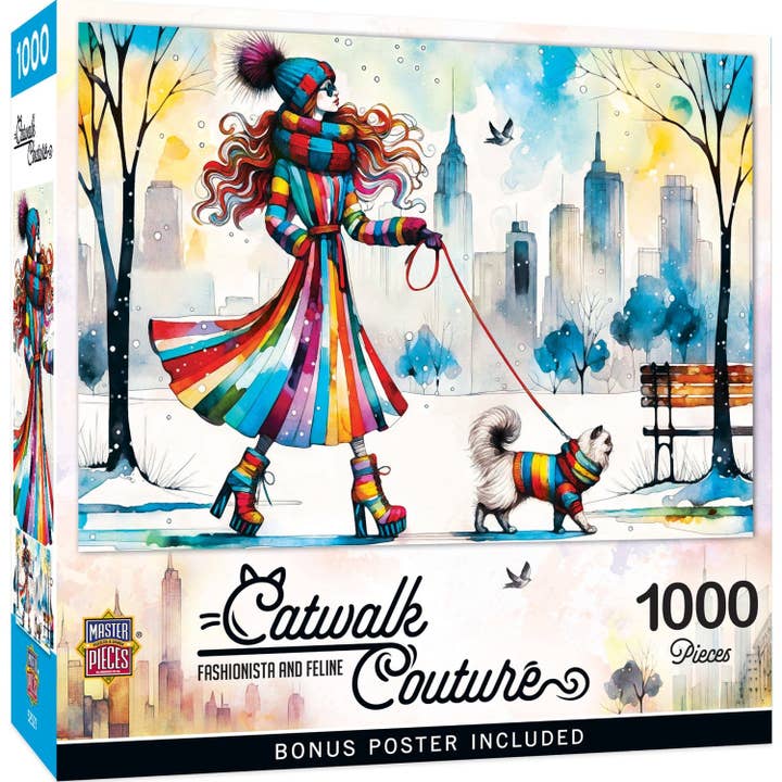 Catwalk Couture - Fashionista and Feline 1000 Piece Jigsaw Puzzle for wholesale by Masterpieces Puzzles
