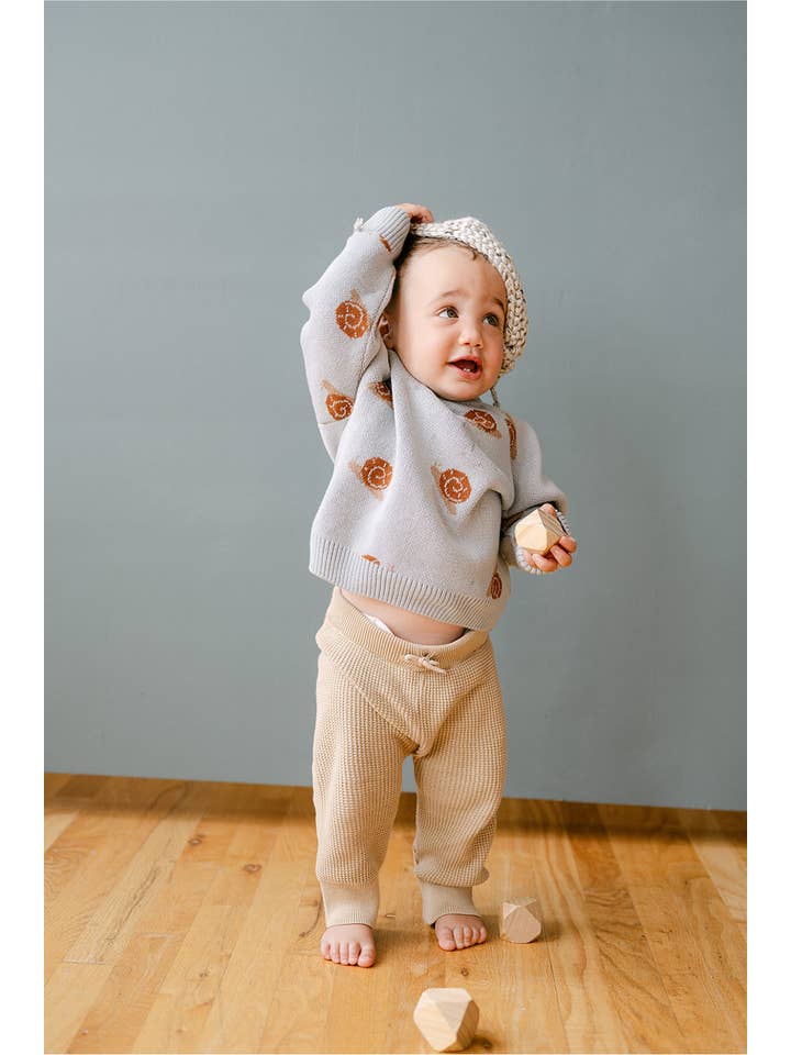 Dear Hayden - Wholesale Knit Sweater - Kids - Organic Snail Knit Sweater in Pearl Blue5