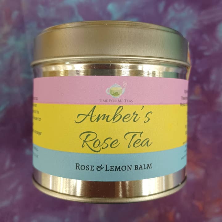 Amber’s Rose Tea tin - Artisan Organic Loose Leaf Herbs for wholesale by Time For Me Teas
