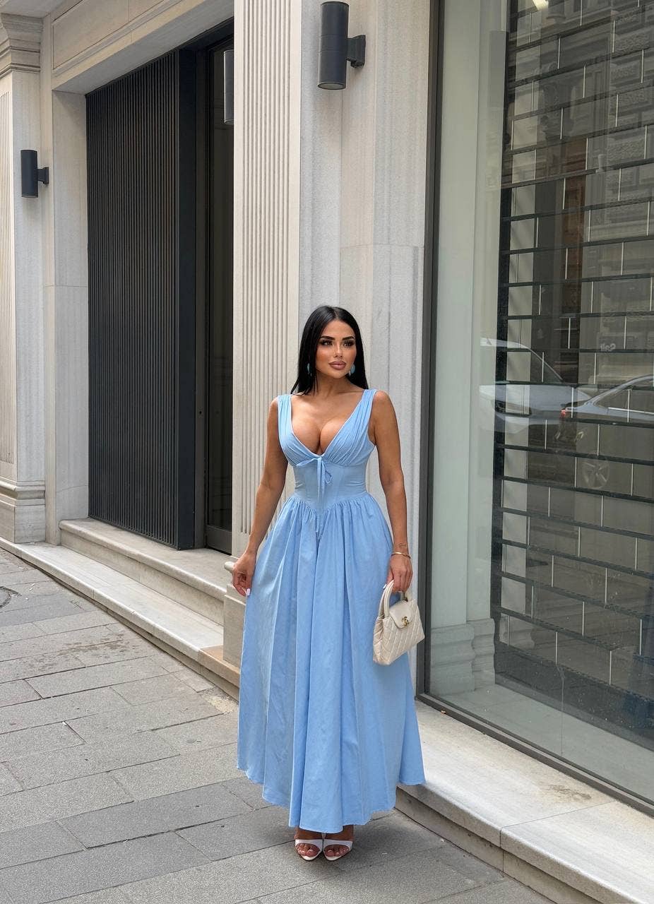 Standpoint Top – Vestido - Mulher por atacado – Vestido Riviera Maxi – Corpete – Laço Frontal – 120123