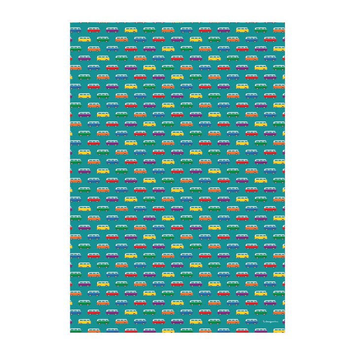 Colorful Buses on Turquoise Wrap for wholesale by Immaginare + Seaside