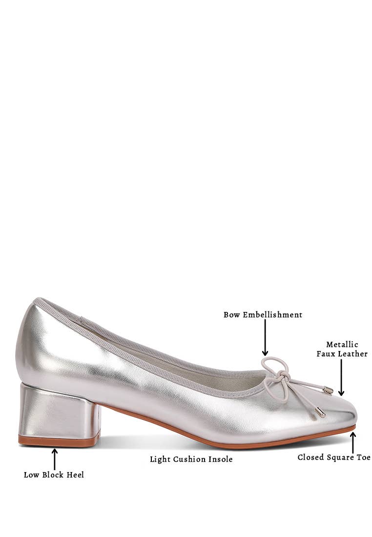 Rag Company – wholesale Low heels – Women′s – Laga Metallic Low Block Heel Ballerinas4