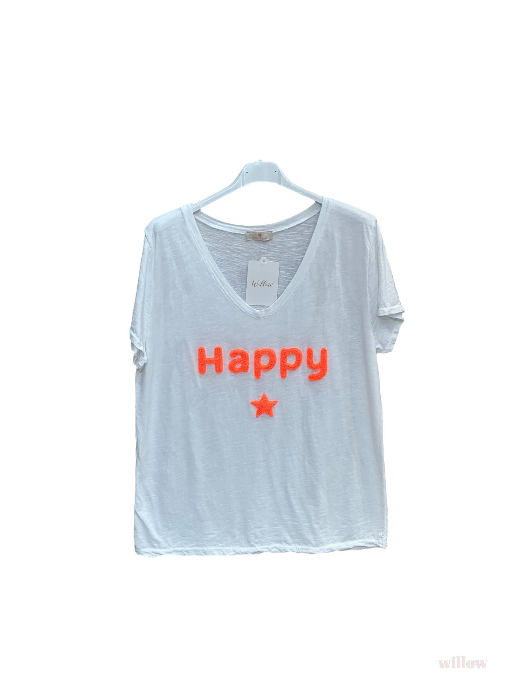 Moonsun - Vente T-shirt – femme - T-shirt coton Happy brode6