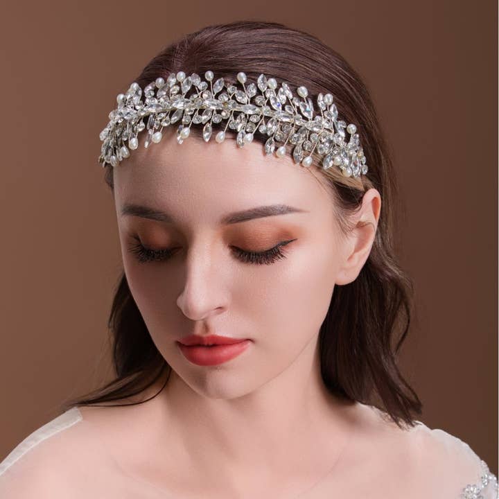 Coroa de noiva artesanal com flores de strass tiara coroa acessório por atacado de eitairs art gifts