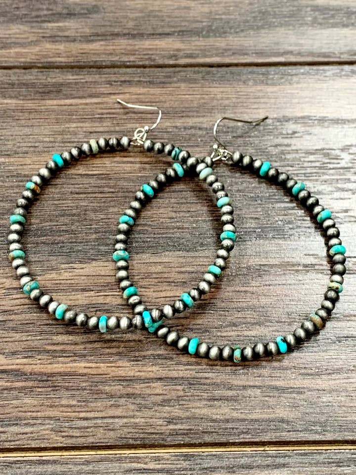 722927, Handmade Navajo Gemstone Hoop Earrings for wholesale by ISAC Trading Inc