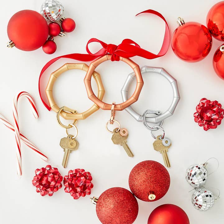 Oventure - Wholesale Keychain Bracelet - Silicone Big O® Key Ring - Rose Gold Bamboo
