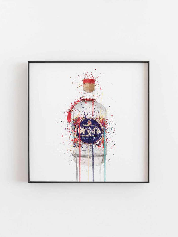 Wandkunstdruck Gin Bottle 'Tusk' für den Großhandel von We Love Prints