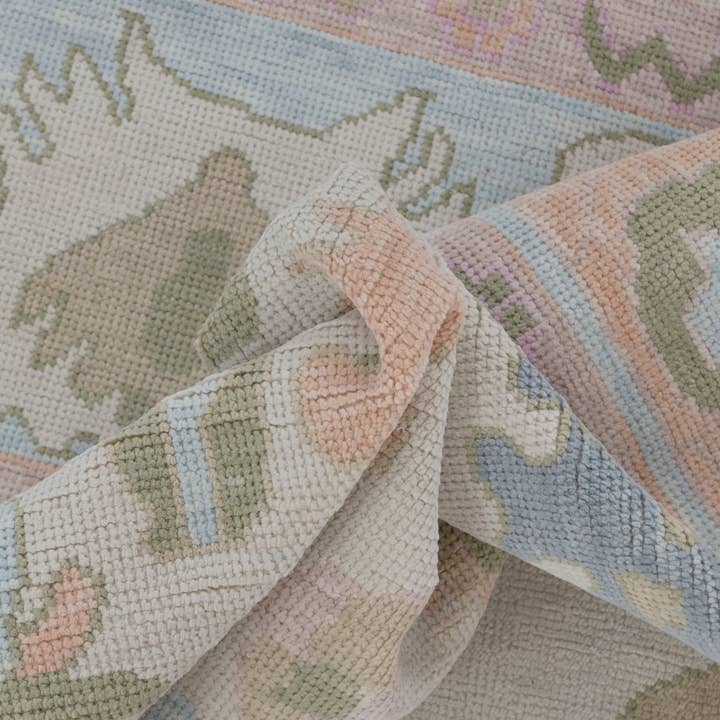 Aesthetic Homes LLC - Wholesale Area Rug - Cream Light Blue Oushak Rug –Hand Knotted Wool, Premium 2397