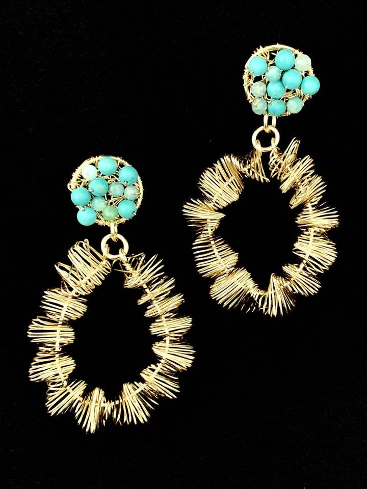 Turquoise Earrings in Gold Plated! for wholesale by Diana Wingert Jewelry