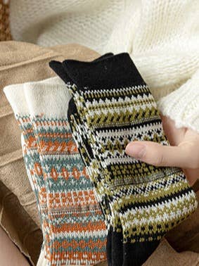 Sweetkama - Wholesale Socks - Women's - Ladies Vintage Bohemia Totem Knit Socks SKASC41775