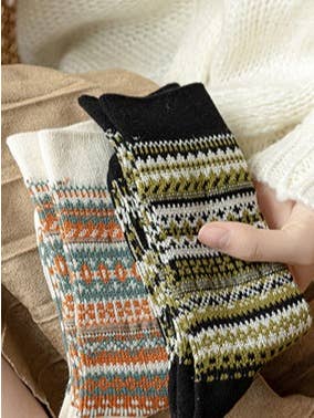 Sweetkama - Wholesale Socks – Women's - Ladies Vintage Bohemia Totem Knit Socks SKASC41775