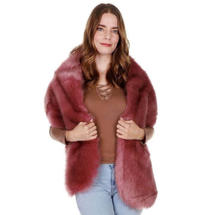 Diacly - Wholesale Fur/Faux Fur Coat - Women's - Over Size Faux Felt Fur Insert Shawl Wrap
