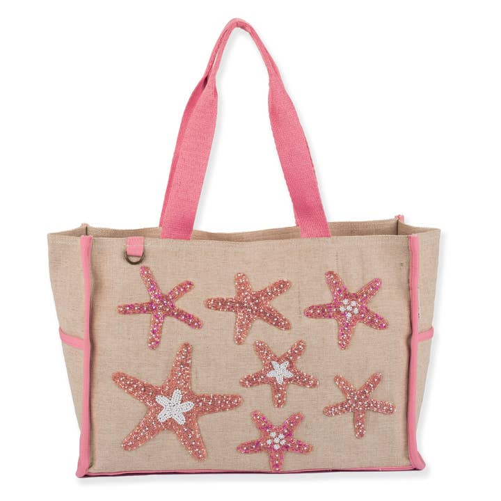 Étoile de mer rose, sac fourre-tout étoile de mer bicolore pour la vente par Headwear & Handbag Collections by Sun 'N' Sand